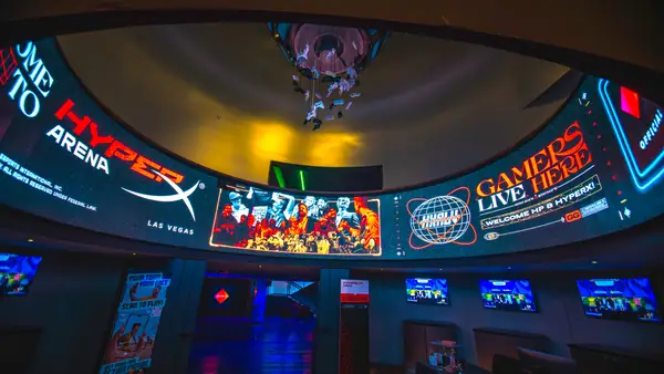Curved LED ring displaying HyperX Arena branding